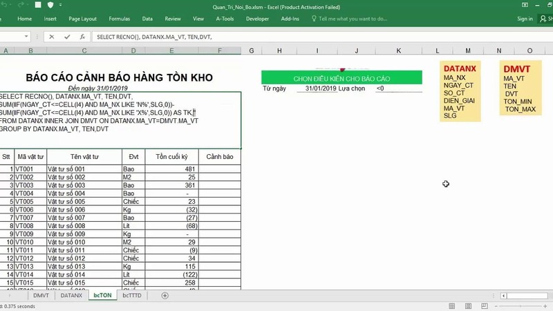 cách tạo file quản lý kho bằng excel - TrustSales